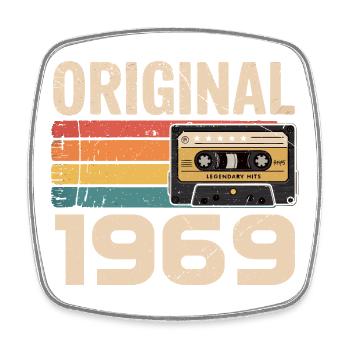 Original 1969 Vintage 1969 Retro Birthday - Square fridge magnet - white - Front
