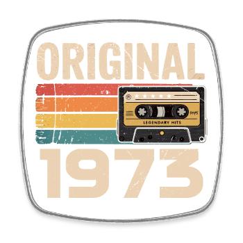 Original 1973 Vintage 1973 Retro Anniversary - Square fridge magnet - white - Front