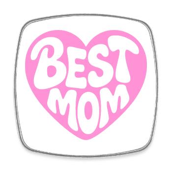 Best Mom Heart Design - Square fridge magnet - white - Front