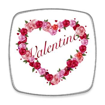 Heart-shaped rose greeting for Valentine's Day - Square fridge magnet - white - Front