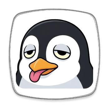 Funny Penguin Cartoon Annoyed Tongue Sticking Out - Square fridge magnet - white - Front