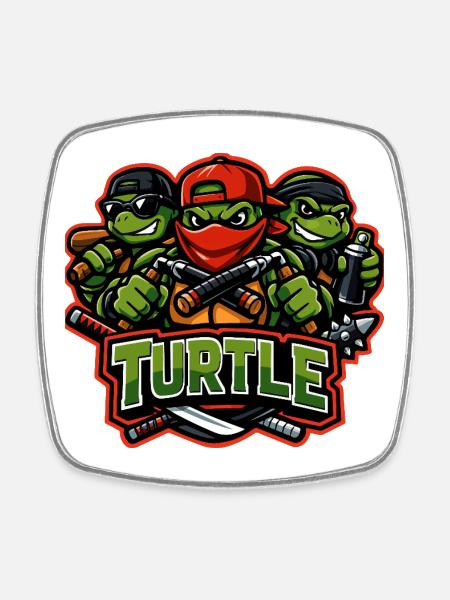 Urban Turtle Crew Street Fighter Mascot - Square fridge magnet - white