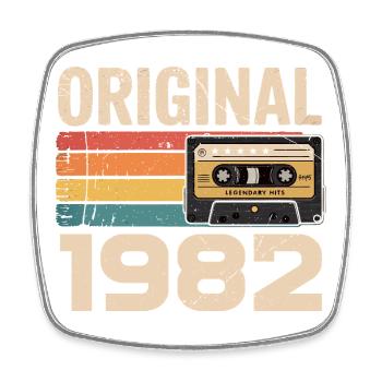 Original 1982 Vintage 1982 Retro Anniversary - Square fridge magnet - white - Front