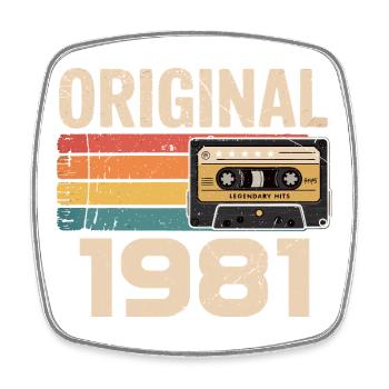 Original 1981 Vintage 1981 Retro Birthday - Square fridge magnet - white - Front