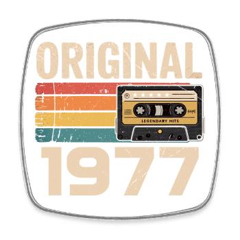 Original 1977 Vintage 1977 Retro Anniversary - Square fridge magnet - white - Front