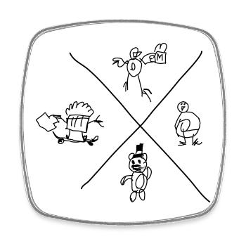 Doodle Core - Square fridge magnet - white - Front