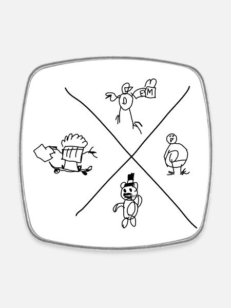 Doodle Core - Square fridge magnet - white
