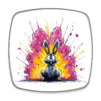 Knallbunter Hase Blitz - Viereckiger Kühlschrankmagnet - Weiß - Vorne