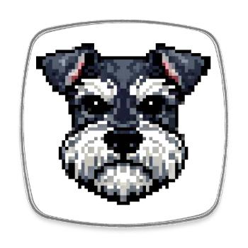 Portrait de Schnauzer de Pixel Dogs dans un style rétro - Magnet carré - blanc - Devant
