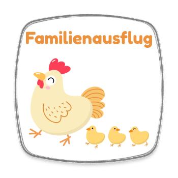Family Outing – Cute Chicken Family - Square fridge magnet - white - Front