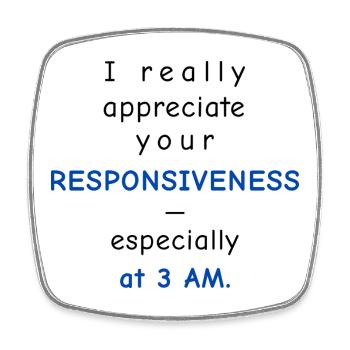 Baby Performance Review – Responsiveness - Square fridge magnet - white - Front