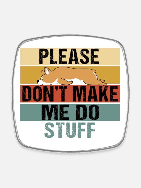 Design drôle de Corgi endormi et d’amant paresseux - Magnet carré - blanc