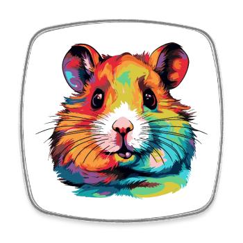 Portrait du hamster de l’explosion en couleur - Magnet carré - blanc - Devant