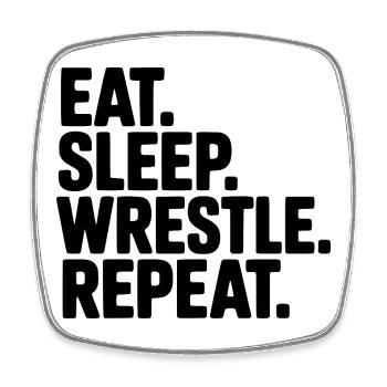 Eat. Sleep. Wrestle. Repeat. - Square fridge magnet - white - Front