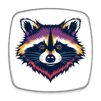 Neon Raccoon Head - Square fridge magnet - white - Front