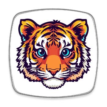 Bunter Tigerkopf Illustration - Viereckiger Kühlschrankmagnet - Weiß - Vorne