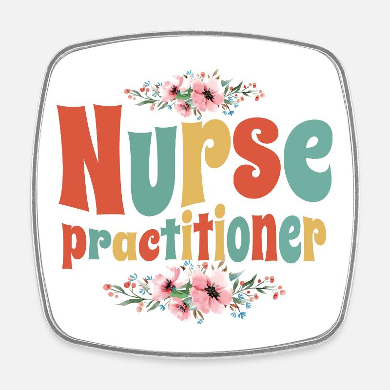 Floral Nurse Practitioner - Viereckiger Kühlschrankmagnet - Weiß
