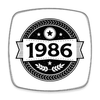 1986 Emblem - 40 Years - Born in 1986 - Viereckiger Kühlschrankmagnet - Weiß - Vorne