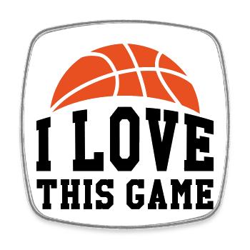 Ich liebe dieses Spiel – Basketball - Viereckiger Kühlschrankmagnet - Weiß - Vorne