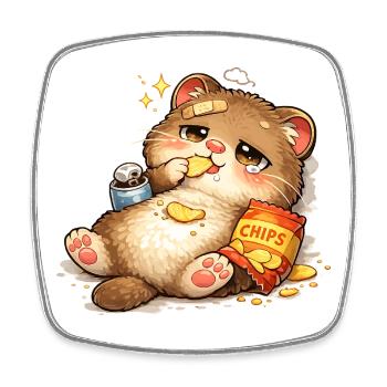 Chat amoureux des biscuits - Magnet carré - blanc - Devant