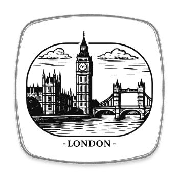 London Linienstil: Big Ben und Tower Bridge - Viereckiger Kühlschrankmagnet - Weiß - Vorne
