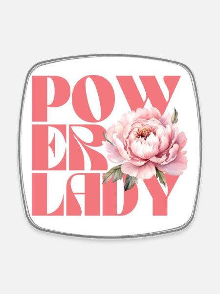 Power lady - Square fridge magnet - white