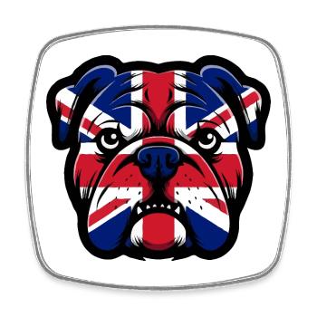 Union Jack Bulldoggen-Porträt - Viereckiger Kühlschrankmagnet - Weiß - Vorne