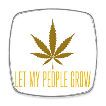 Feuille de cannabis dorée laisse mon peuple pousser - Magnet carré - blanc - Devant