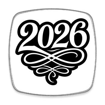 2026 Jahr - Viereckiger Kühlschrankmagnet - Weiß - Vorne
