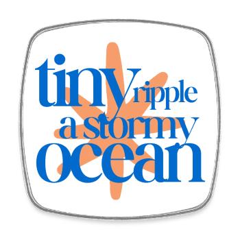 Tiny ripple in a stormy ocean (coral background) - Square fridge magnet - white - Front