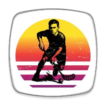Ich liebe Floorball cooles Motiv für Unihockey - Viereckiger Kühlschrankmagnet - Weiß - Vorne
