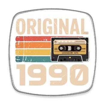 Originaler Retro-Geburtstag von 1990, Vintage 1990 - Viereckiger Kühlschrankmagnet - Weiß - Vorne