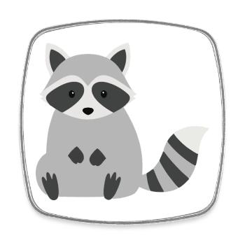 Style minimaliste de raton laveur assis mignon - Magnet carré - blanc - Devant