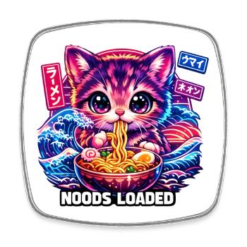Neon Cat Ramen Noods - Viereckiger Kühlschrankmagnet - Weiß - Vorne