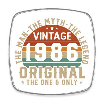 1986 Vintage Retro Geburtstagsgeschenk - Viereckiger Kühlschrankmagnet - Weiß - Vorne