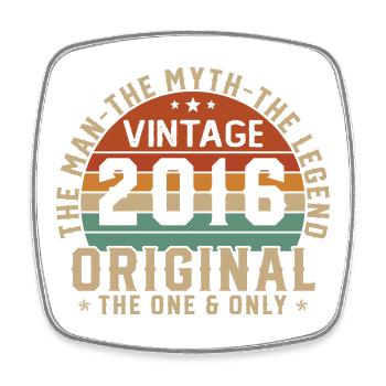 2016 Vintage Retro Birthday Gift - Square fridge magnet - white - Front