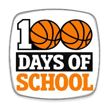 100 Days of School Basketball Design - Square fridge magnet - white - Front