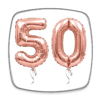 50. Geburtstag Rose Gold Luftballon - 50 Jahre - Viereckiger Kühlschrankmagnet - Weiß - Vorne