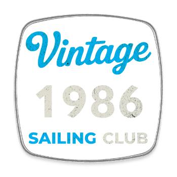 Vintage 1986 – Sailing Club Retro Geburtsjahr - Viereckiger Kühlschrankmagnet - Weiß - Vorne