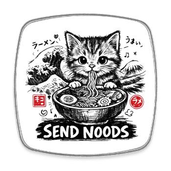 Ramen Cat Kanagawa - Square fridge magnet - white - Front