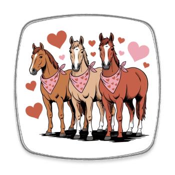 Pferde Liebe Valentinstag Herz Reitsport - Viereckiger Kühlschrankmagnet - Weiß - Vorne