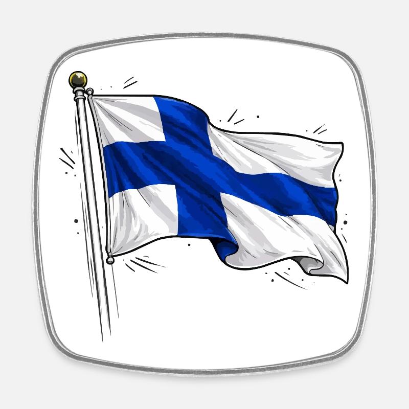 Finland Flag - Square fridge magnet - white