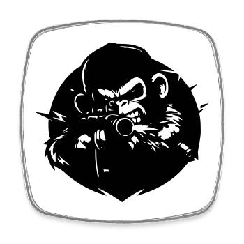 Monkey with Rifle - Square fridge magnet - white - Front