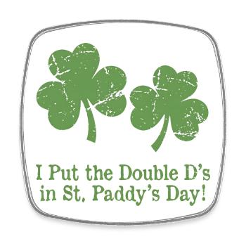 Humour de la Saint-Patrick : Double D Shamrocks - Magnet carré - blanc - Devant