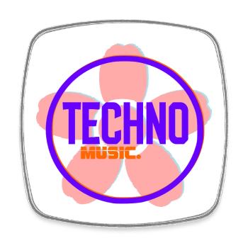 Techno Circle Neon-Logo - Viereckiger Kühlschrankmagnet - Weiß - Vorne