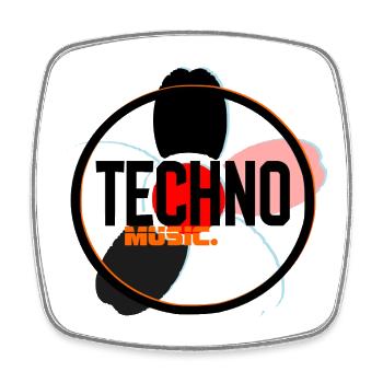 Techno Music Circle Logo - Viereckiger Kühlschrankmagnet - Weiß - Vorne