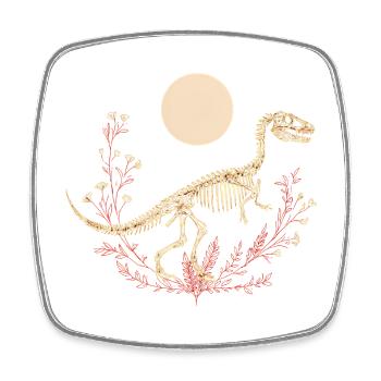Boho T-Rex Skeleton with Moon & Floral Lines - Square fridge magnet - white - Front