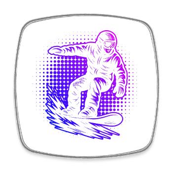 Klassisches Snowboard Motiv - Viereckiger Kühlschrankmagnet - Weiß - Vorne