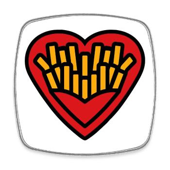 Heart Fries Pop Art - Viereckiger Kühlschrankmagnet - Weiß - Vorne