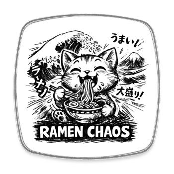 Ramen Nouilles, Amoureux des Chats, Kats Kawaii Rétro - Magnet carré - blanc - Devant